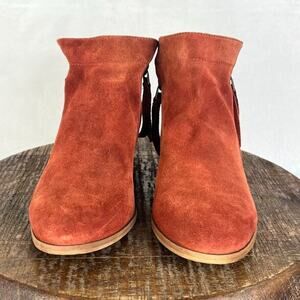 Sam Edelman Booties Womens 9 Packer Rust Suede Leather Stacked Heel Ankle